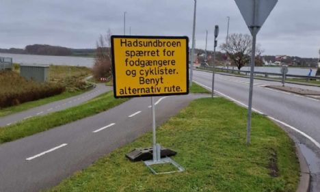 Hadsundbroen spærret for cyklister og fodgængere