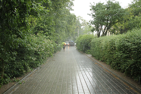 Slut med våde fødder i sandalerne