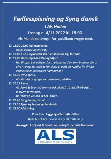 Det er på fredag der er Syng Dansk i Als Hallen