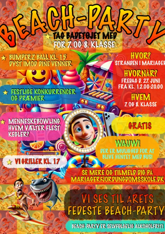 Plakat beach party 2025 Mariager