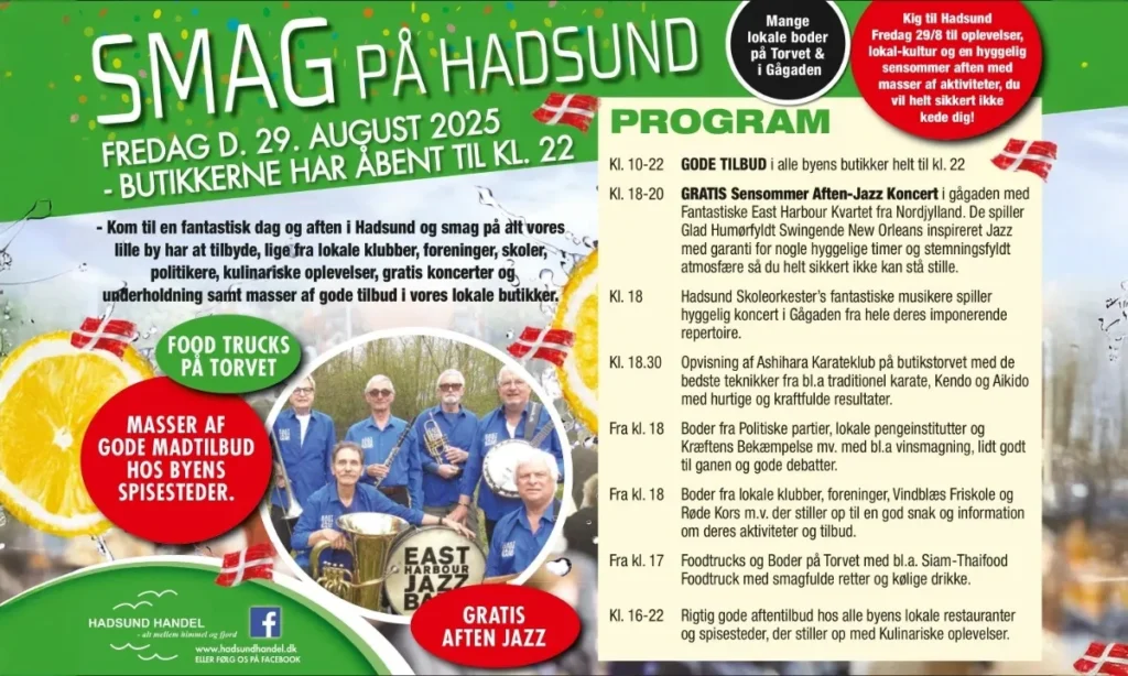 Hadsund forvandles til et kulturelt paradis: Smag på Hadsund lover uforglemmelig sensommeraften