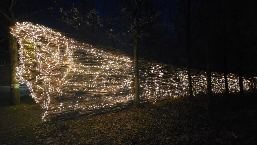 Midgaardsormen i Hobro er blevet oplyst og danner nu en funklende tunnel af lys 2