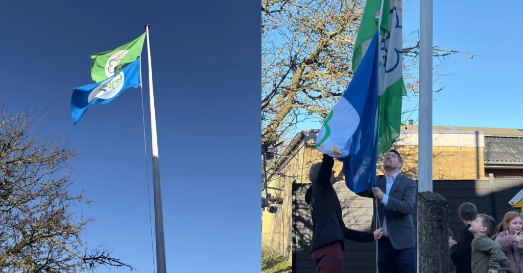 Døstrup Børnehus har fået flotte certificeringer – Borgmesteren var forbi for at hejse flaget