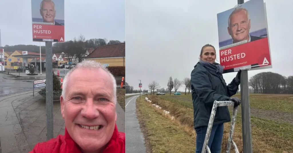Socialdemokratiet hængte valgplakater op i hele Mariagerfjord