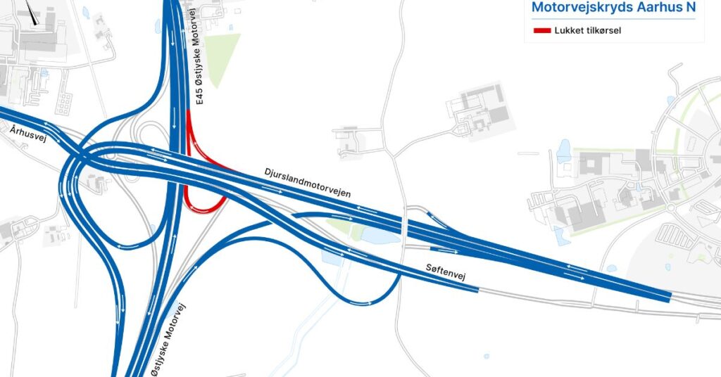 Tilkørsler mod Aalborg lukker ved Aarhus N – bilister skal forvente ekstra rejsetid